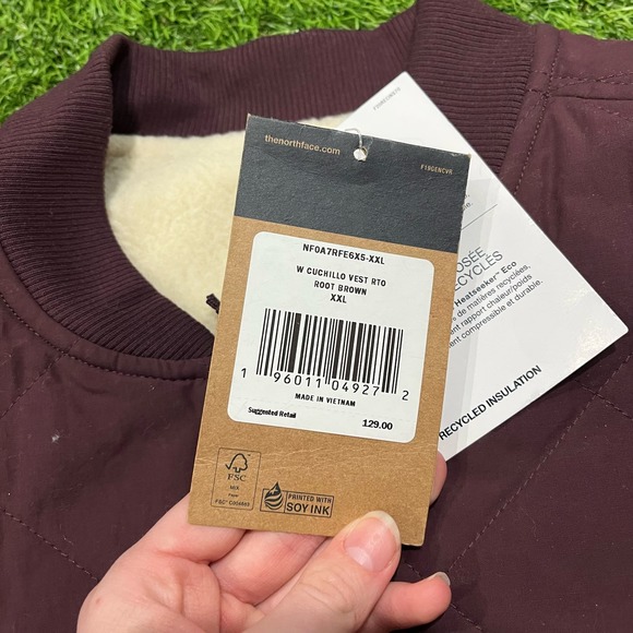 NWT The North Face Cuchello Reversible Insulated Vest Root Brown - Picture 6 of 6
